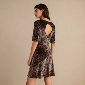 TOPSHOP Green/Brick Red Mini Velvet Dress